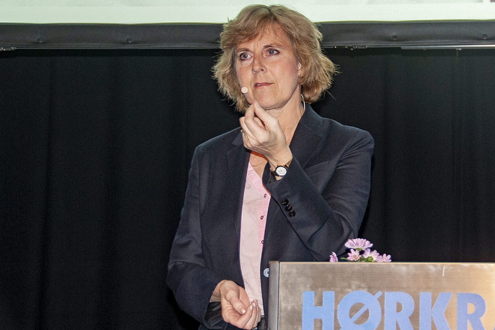 Connie Hedegaard står på talerstolen