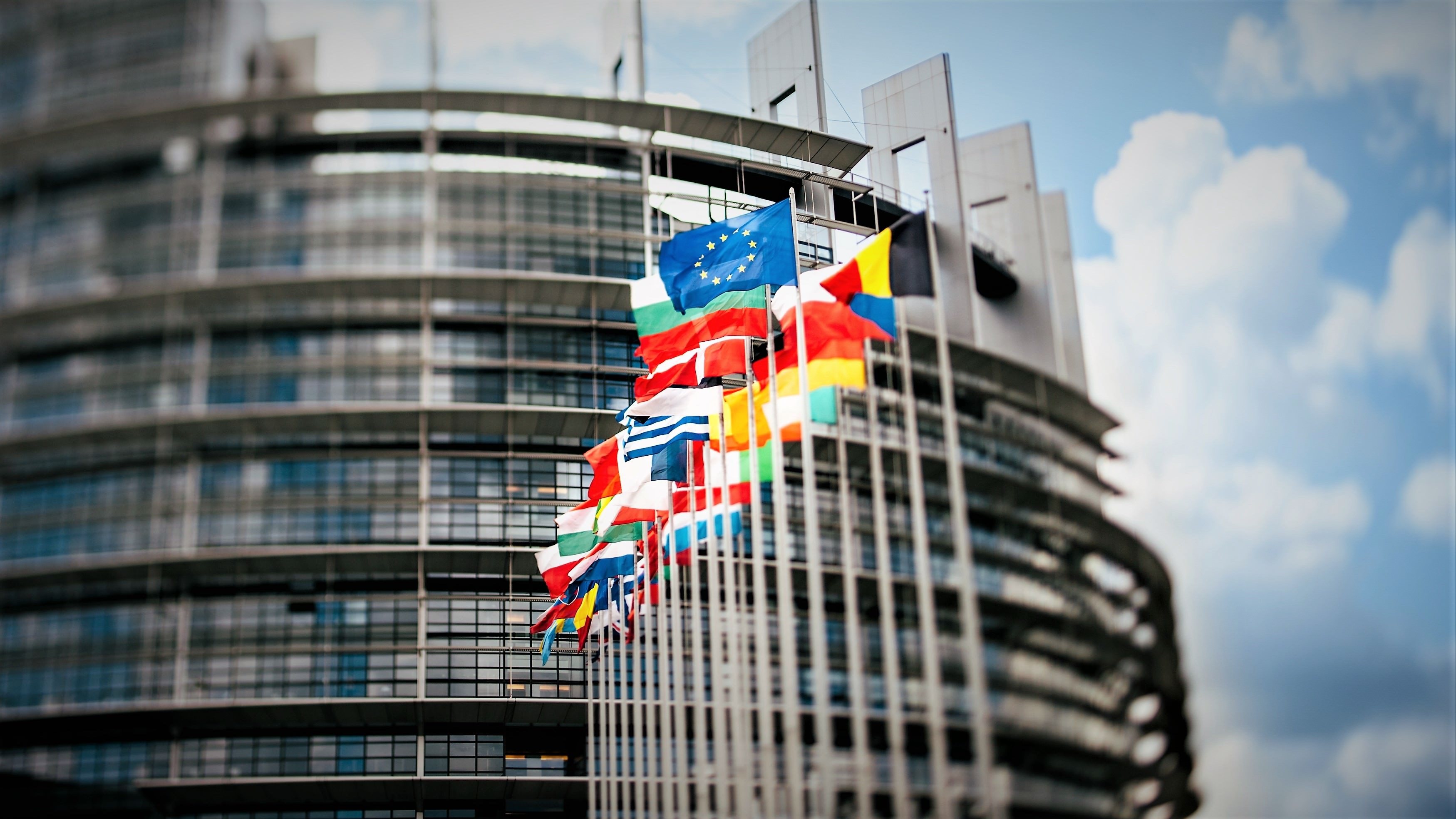Flag uden for EU-parlamentsbygningen