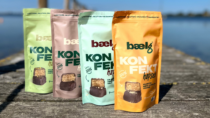 Bælg fås i flere smagsvarianter, men fælles for dem alle er indholdet af økologisk havregryn, peanutbutter og kikærter fra Fyn