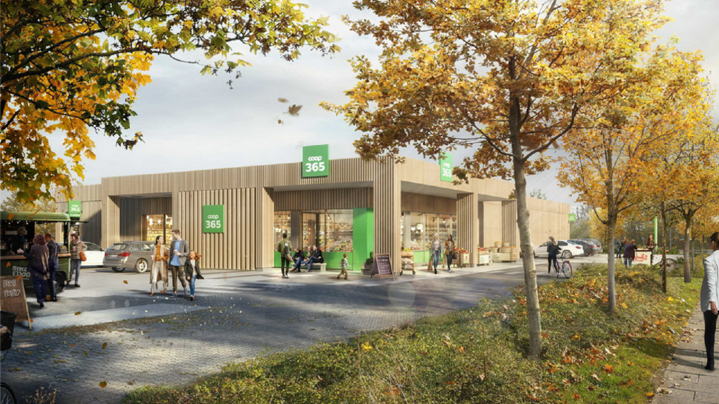 Skitse af Coop365-butik i Hvissinge.