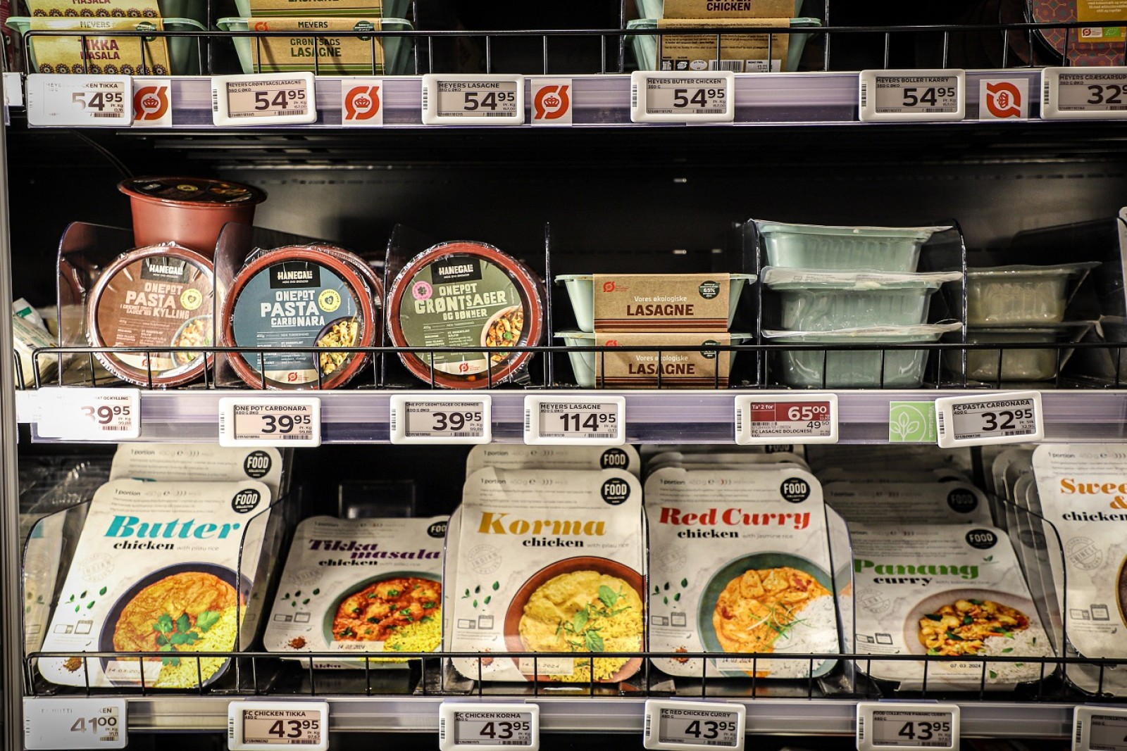 Køledisk med færdigretter i Coop-butik