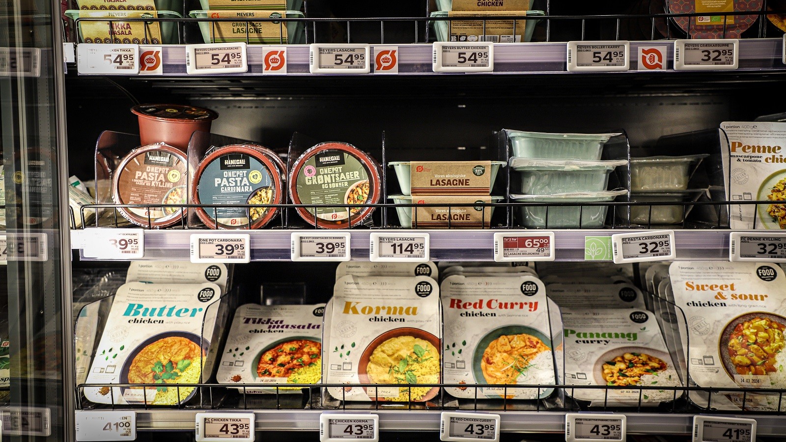Køledisk med færdigretter i Coop-butik