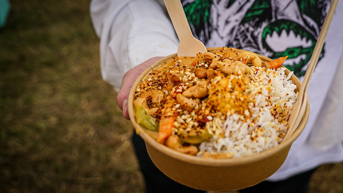 Fra det thailandske køkken var der bl.a. panang karry med cashewnødder, grøntsager og ris