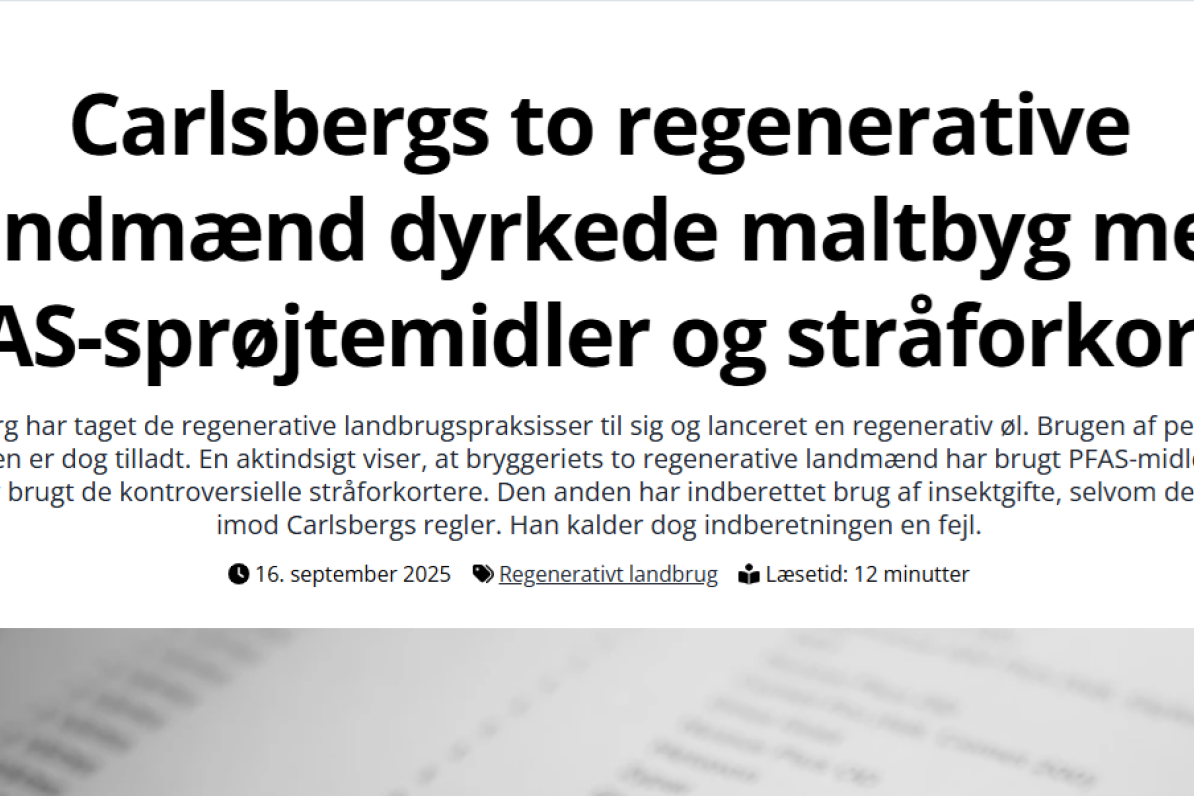 Udklip der viser rubrikken og manchetten i den omtalte artikel