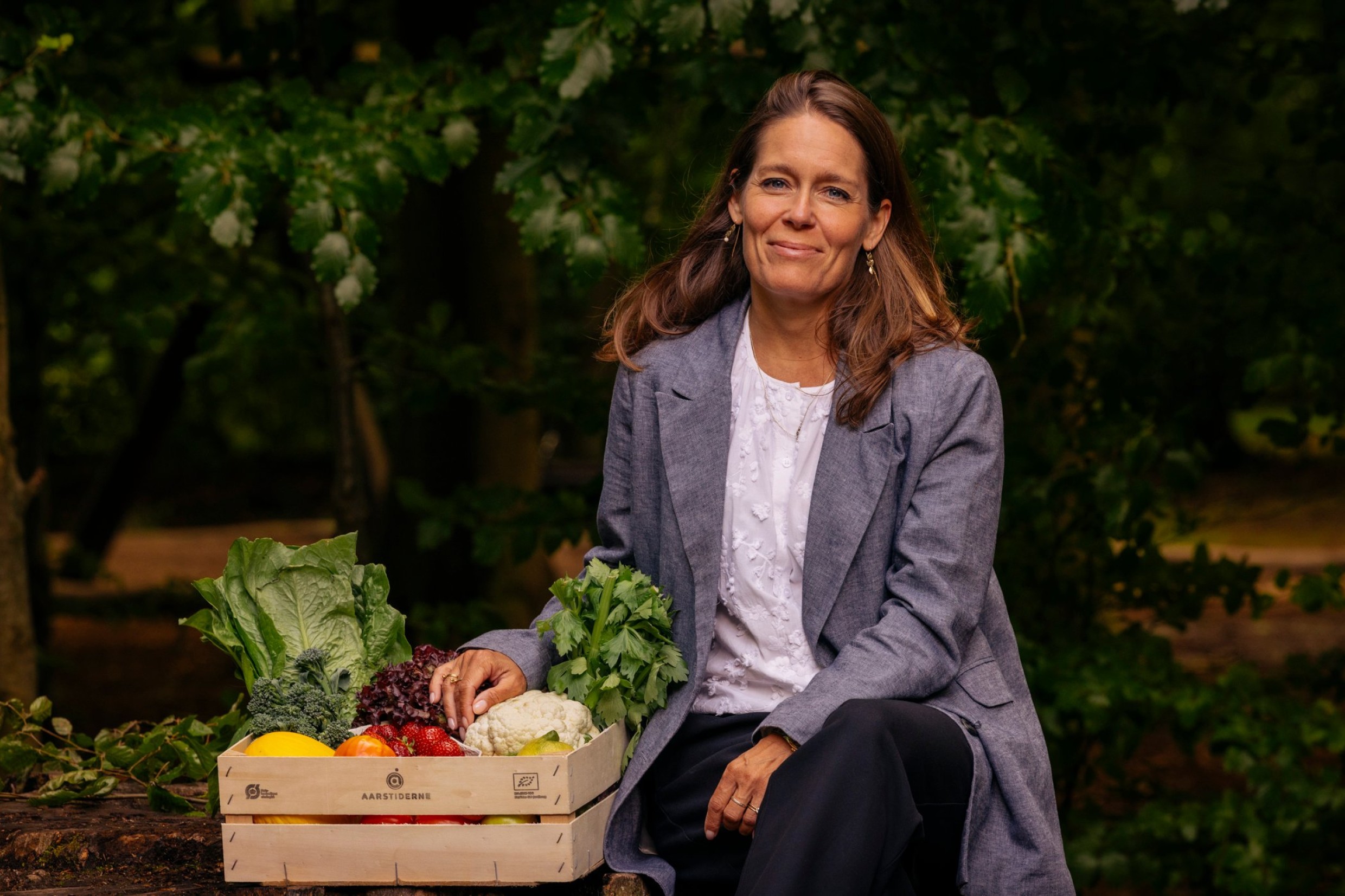 Dorte Tandrup med grøntkasse fra Aarstiderne