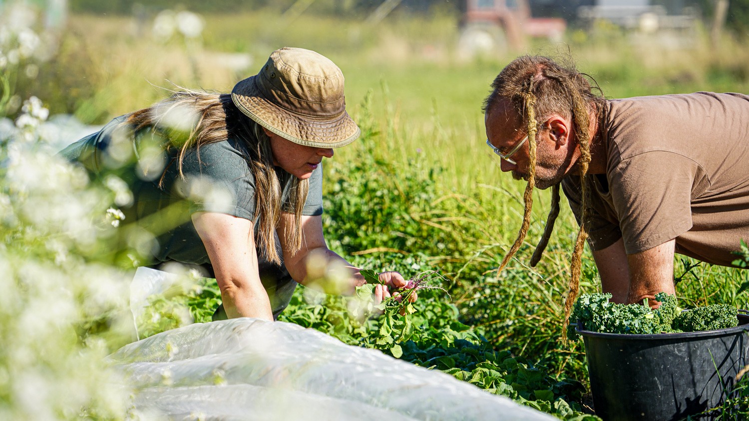 Neel Seerup, der her sidder i marken med Nikolaj Kirk, driver Seerupgaard med sin mand Marc. Her får de besøg af alle 5. klasse i Dragør Kommune