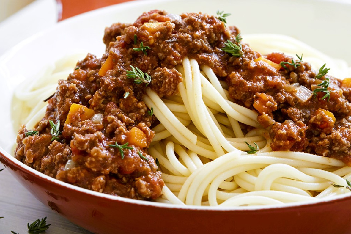 Billede af spaghetti med plantebaseret bolognese